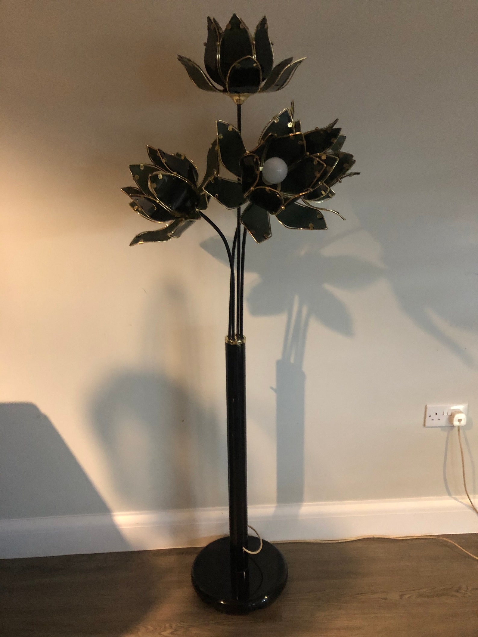 Vintage lotus flower floor lamp Etsy