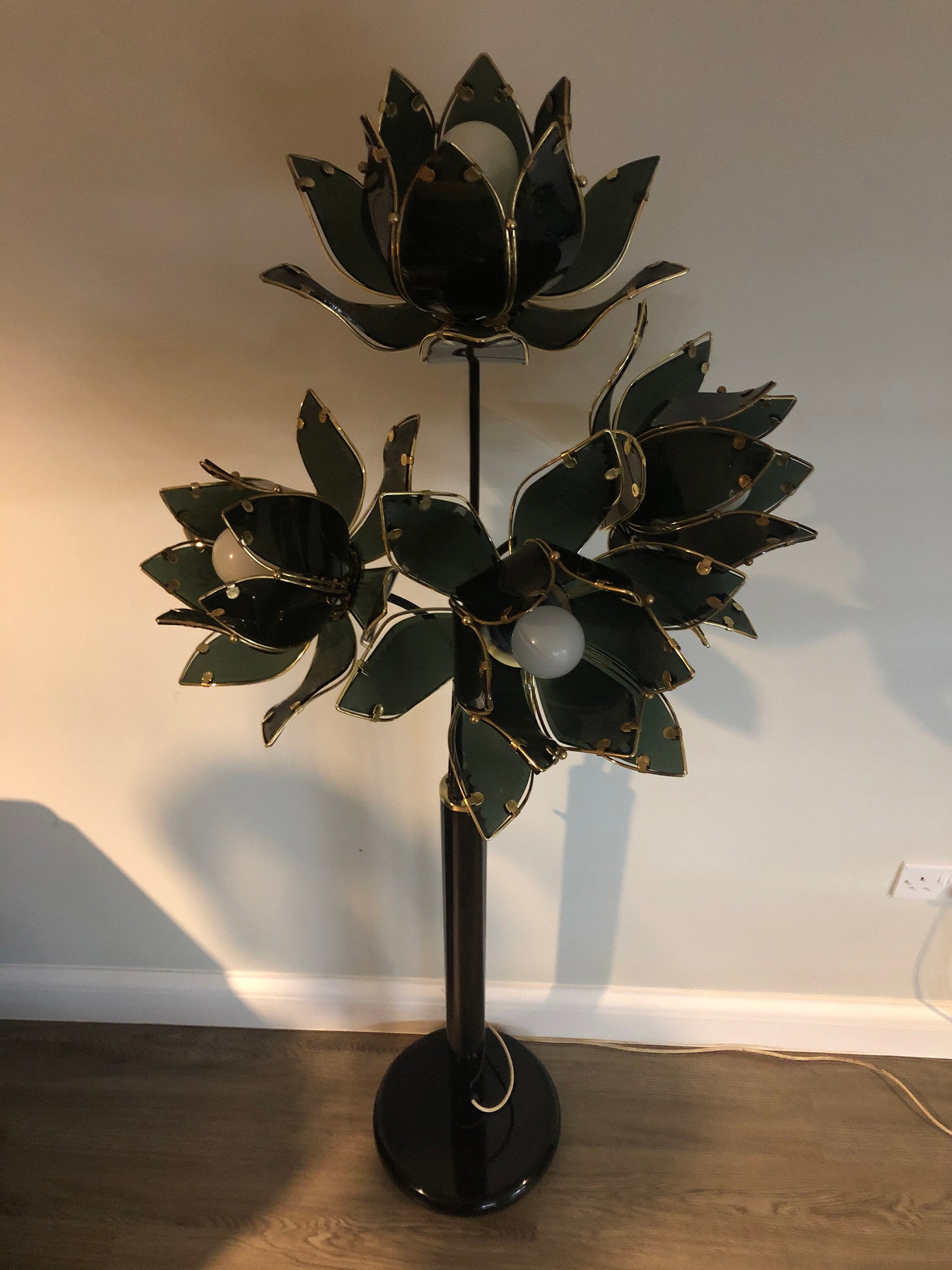Vintage lotus flower floor lamp Etsy