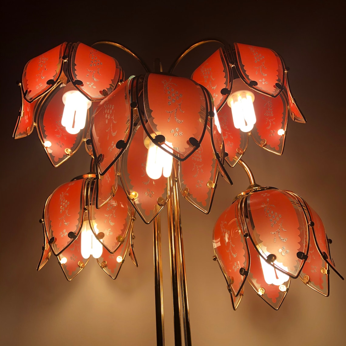Vintage lotus flower floor lamp Etsy