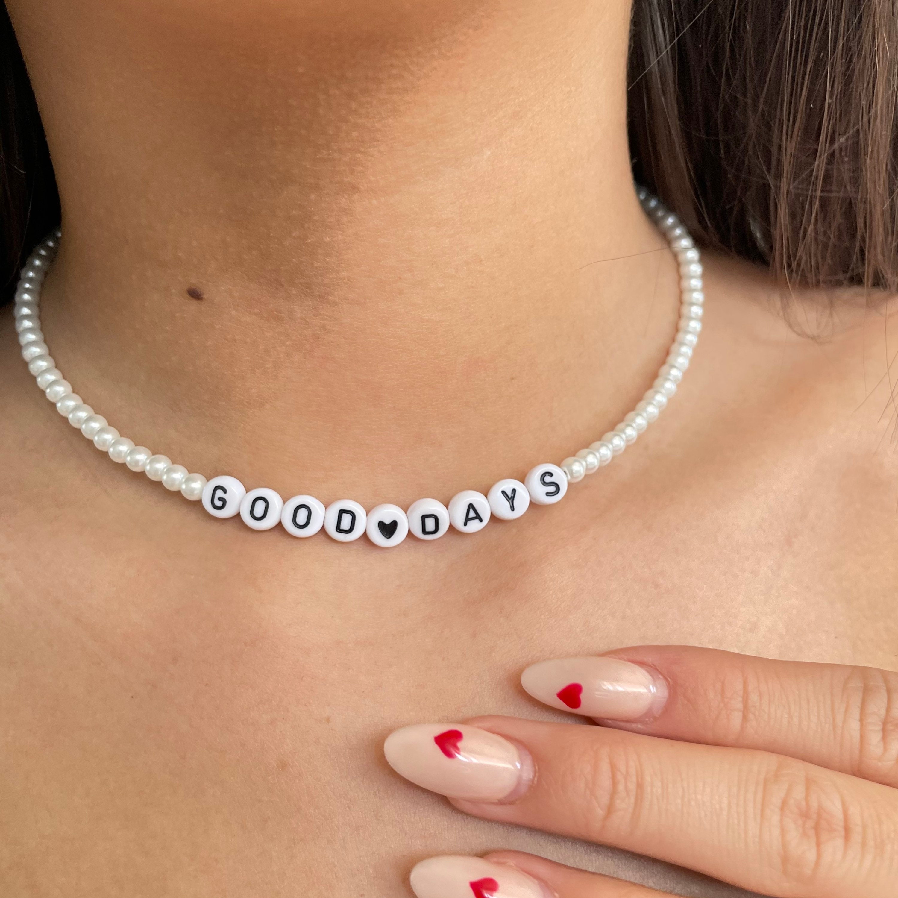 Custom letter bead pearl necklace Etsy