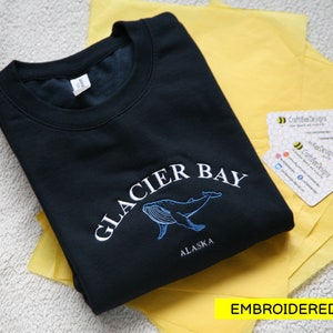 Glacier Bay sweatshirt Embroidered State Sweatshirt, Embroidered Hoodie, Travel Lover Gift, Hiking Gift, Country Crewneck, Explorer Gift