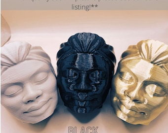 EDICIÓN OOPS**[Ver descripción] Maceta para suculentas con cabeza de mujer de inspiración africana, Paz Interior