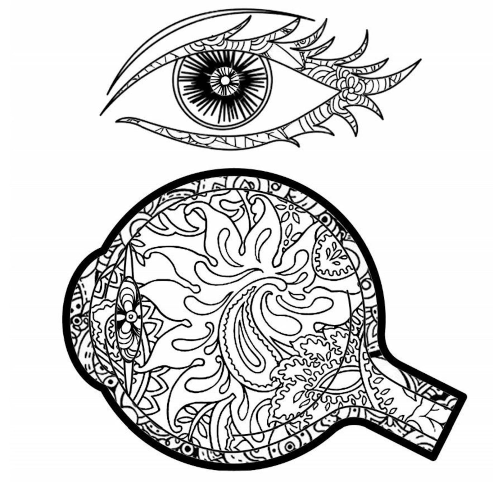Zentangle Eye and Eyeball PDF Coloring Page Etsy UK