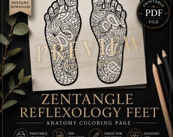 Página para colorear en PDF de pies Zentangle