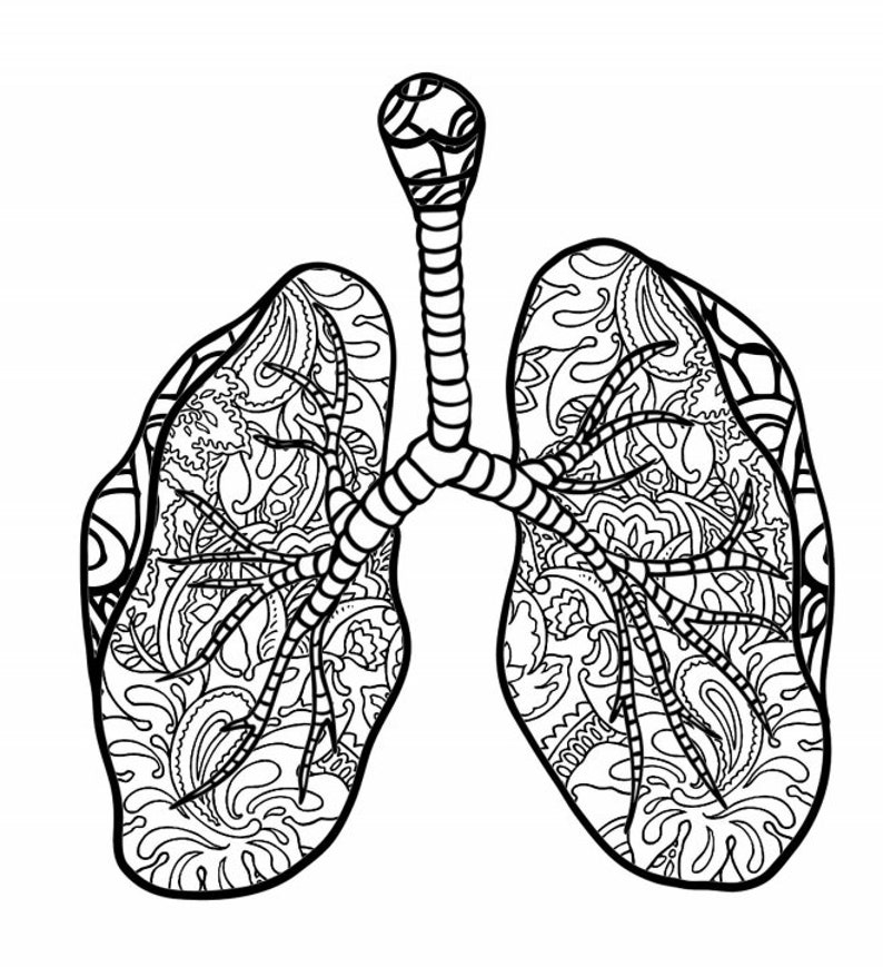 Zentangle Lung PDF Coloring Page image 1