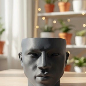 Man of Foliage Planter - Eco-Friendly 3D Printed Face Vessel, Modern Masculine Decor, Unique PLA Indoor Plant Pot for Home or Office