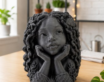 Maceta/organizador de escritorio con forma de rostro de soñador