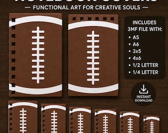 Funda para cuaderno de fútbol (archivo 3MF), paquete de fundas deportivas imprimibles en 3D, compatible con Cinch, tamaños A5, A6, 3x5, 4x6, media carta y cuarto de carta.