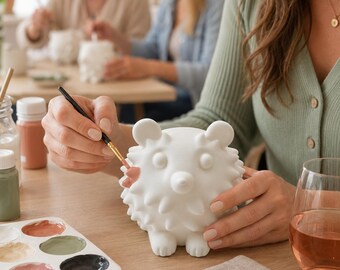 Maceta con forma de erizo: pinta tu propia maceta blanca impresa en 3D para suculentas.