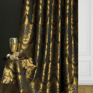 Luxury Damask Jacquard Custom Curtains (Grommet, Rod Pocket or Triple Pinch Pleated)