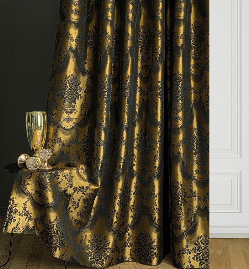 Luxury Damask Jacquard Custom Curtains grommet Rod Pocket or - Etsy