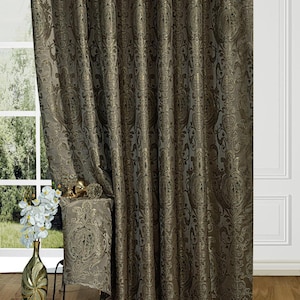 Luxury Damask Jacquard Custom Curtains (Grommet, Rod Pocket or Triple Pinch Pleated)