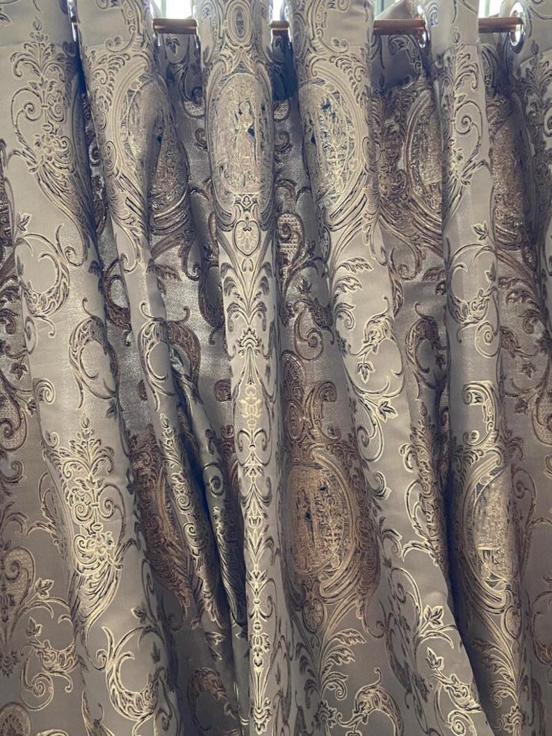 Luxury Damask Jacquard Custom Curtains grommet Rod Pocket or | Etsy