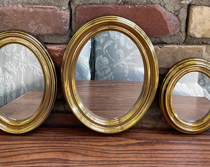 Gold Framed Mirrors Set of 3 Gold Accent Gallery Mirrors Decorative Mirrors 80s Retro Mid
