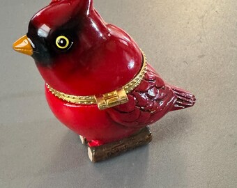 Cardinal Trinket Box Ornament | Cardinal Bird Ornament | Bright Red Cardinal Hanging Bird Decor | Aviary Decor Bird Decoration;