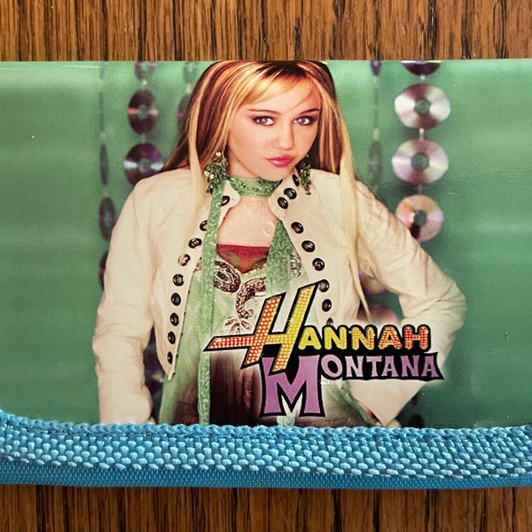 Hannah Montana Tri-fold Wallet in Blue or Green;  (Miley Cyrus, Disney Channel, Y2K, Gifts for Her, Birthday, Bachelorette, Easter Gift)