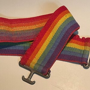 Vintage 1970s stretcht belt pastel stripes 1970s 80s Wide Cotton Stretch Retro Rainbow Striped Woven  main image 3