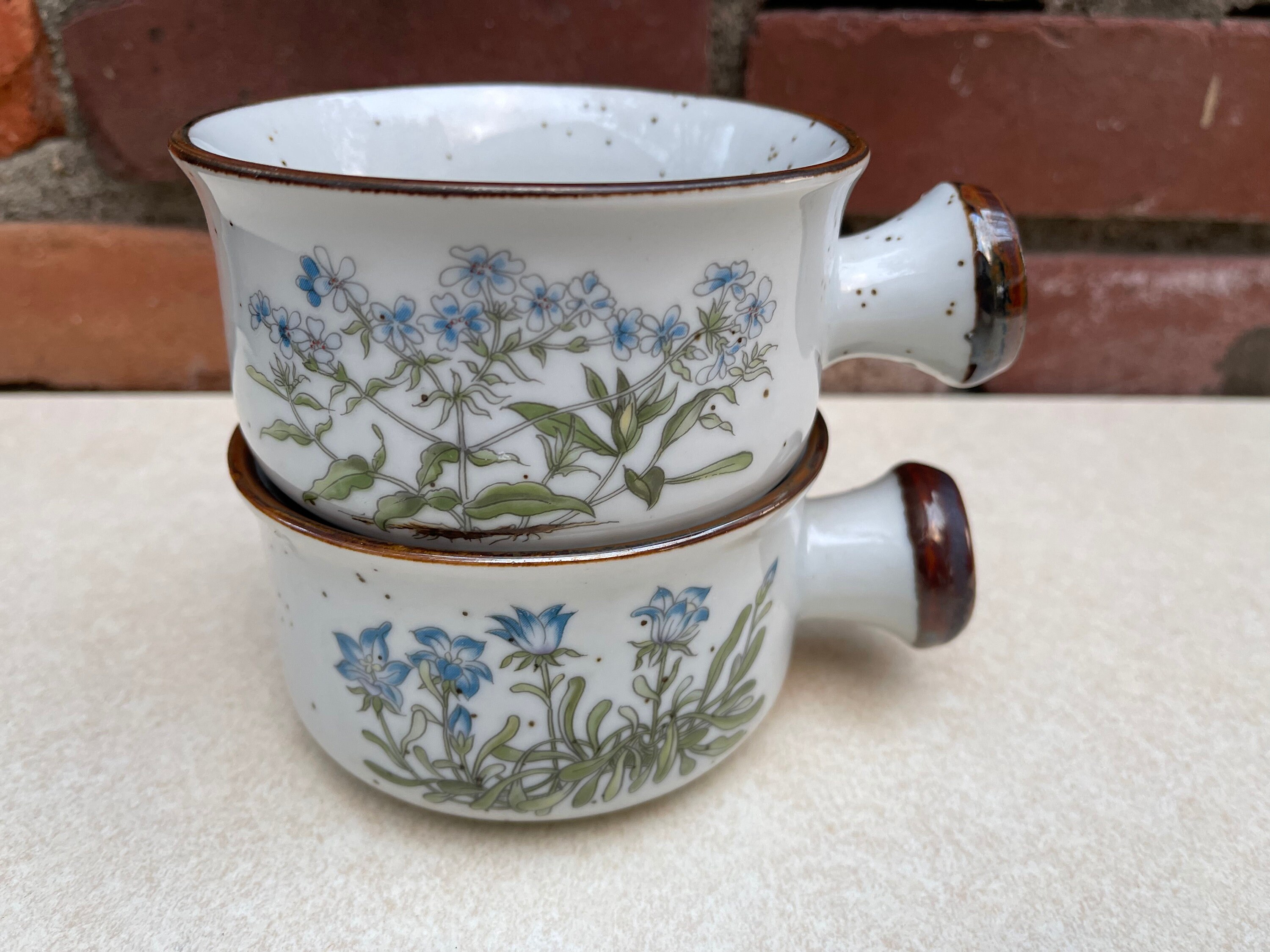 Set of 2 Stoneware Soup Mugs With Handle Soup Pot Individual Etsy