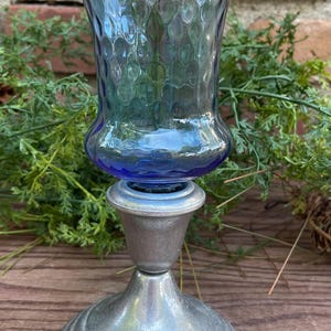 BLUE Glass Votive Cup with Fitting, Sconce Candle Cup, Home Interiors, VTG Homco Pegged Grommet Glass, Sconce Decorative Candleholder