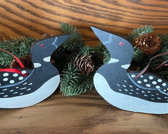 Loons Decorations | Minnesota State Bird Loon | Painted Loon Tree Ornaments | Hand crafted Wooden Loon Hanging Ornaments | Up North Decor