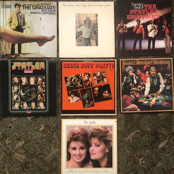 Vinyl Album Covers | 1970s and 1980s Long Play Record Album Sleeve Covers | Kenny Rogers, Judds  Beach Boys, The Graduate Statler Bro