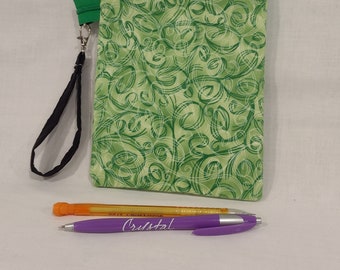 green zipper pouch