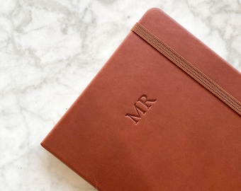 Brown Vegan Leather Journal / Notebook - Personalized / Monogrammed