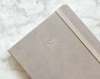 Stone Vegan Leather Journal / Notebook - Personalized / Monogrammed