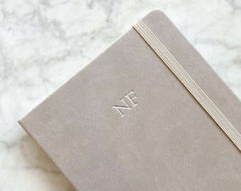 Stone Vegan lederen dagboek / notitieboekje - gepersonaliseerd / met monogram