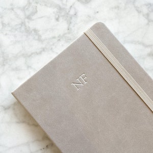 Stone Vegan Leather Journal / Notebook - Personalized / Monogrammed