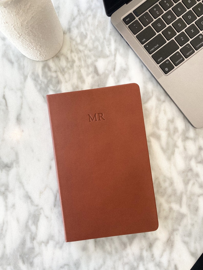 Vegan Leather Journal / Notebook Personalized / Monogrammed Brown