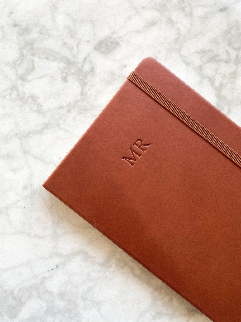 Brown Vegan Leather Journal / Notebook Personalized / Monogrammed image 1