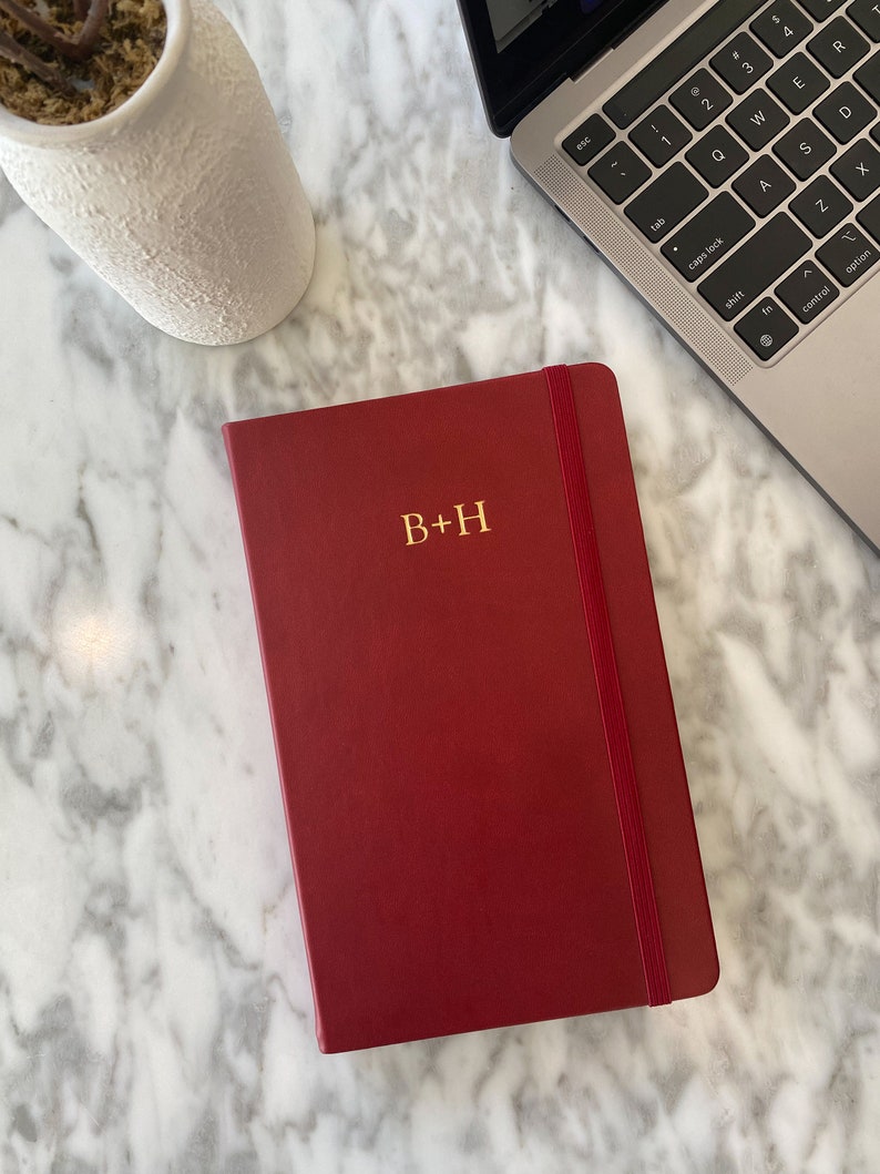 Vegan Leather Journal / Notebook Personalized / Monogrammed Deep Red