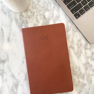 Brown Vegan Leather Journal / Notebook Personalized / Monogrammed image 3