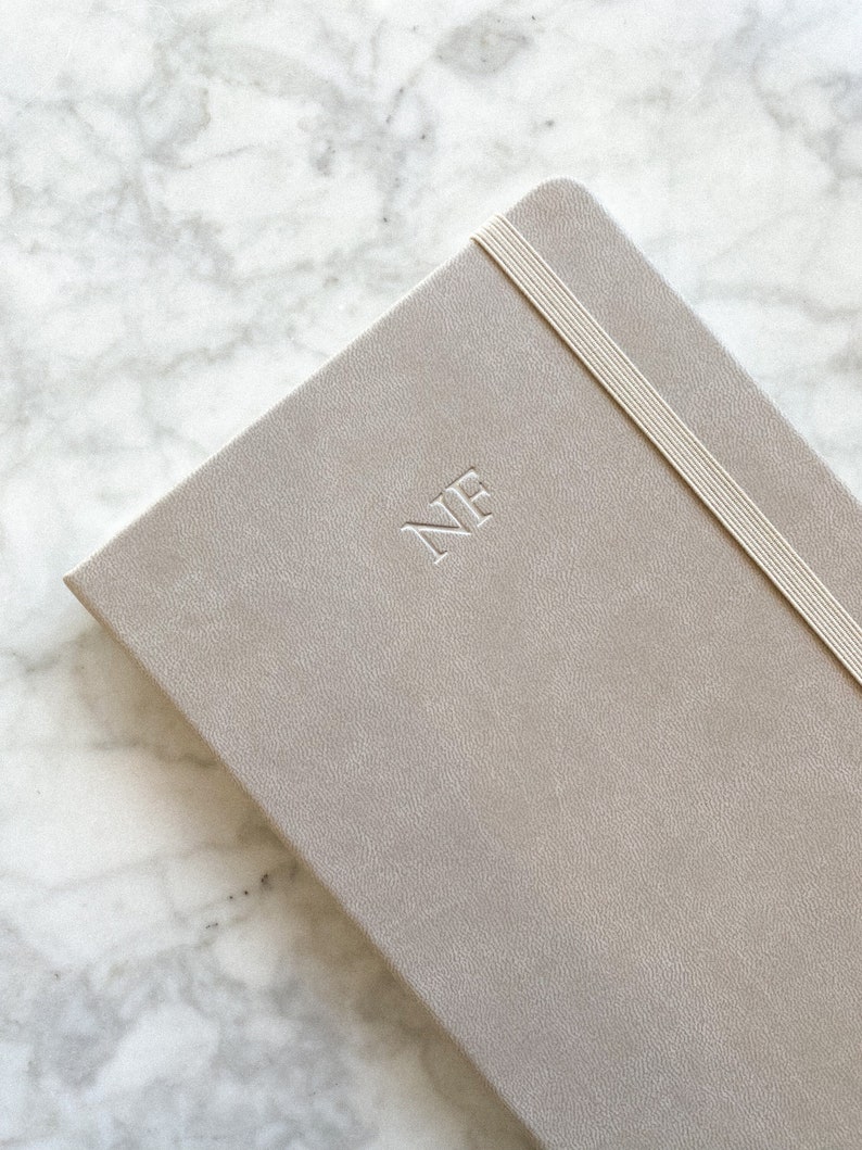 Stone Vegan Leather Journal / Notebook Personalized / Monogrammed Stone