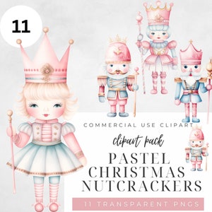 Pastel pink nutcracker clipart, pastel Christmas watercolor nutcracker png, pink Christmas clipart, transparent background, digital download