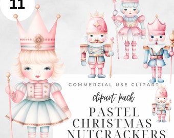 Pastel pink nutcracker clipart, pastel Christmas watercolor nutcracker png, pink Christmas clipart, transparent background, digital download