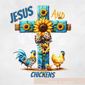 Jésus et poulets PNG, conception numérique d'amant de poulet, Jesus Lover Png, fille de pays qui aime la sublimation de poulets, fille chrétienne de pays