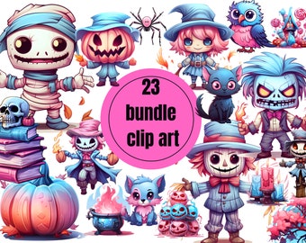 Clipart fantôme mignon effrayant Kawaii, rose pastel gothique Halloween fantôme PNG ensemble, Clipart Halloween pastel, mignon automne Png Bundle