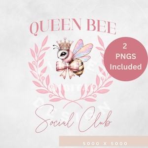 Queen bee png, watercolour queen bee, pink bee, bee png, bumble bee png, queen bee social club, bee lover, social club tshirt