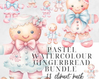 Pastel pink gingerbread man, Christmas pink gingerbread man png, gingerbread clipart bundle, transparent, digital download