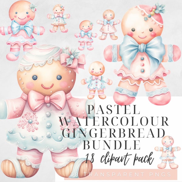 Pastel pink gingerbread man, Christmas pink gingerbread man png, gingerbread clipart bundle, transparent, digital download