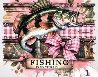 Fishing is My Therapy tshirt png, fishing Sublimation Design Digital Download, Funny Fisherman PNG Digital design, coquette