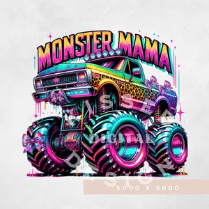 Big Truck Mama png, Racing Truck Mom T-shirt Design, grappige Monster Truck png, grappige MAMA, Moederdag digitale download