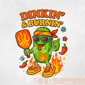 Dinkin and Burnin, Pickle Ballin, cetriolini divertenti, pickleball retrò PNG, design carino per la sublimazione di Pickle Ball, Pickle ball, Dink This Shirt PNG