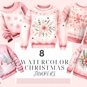 Pacchetto pacchetto clipart con sfondo trasparente png maglione di Natale, clipart di Natale, clipart di Natale rosa, download digitale png