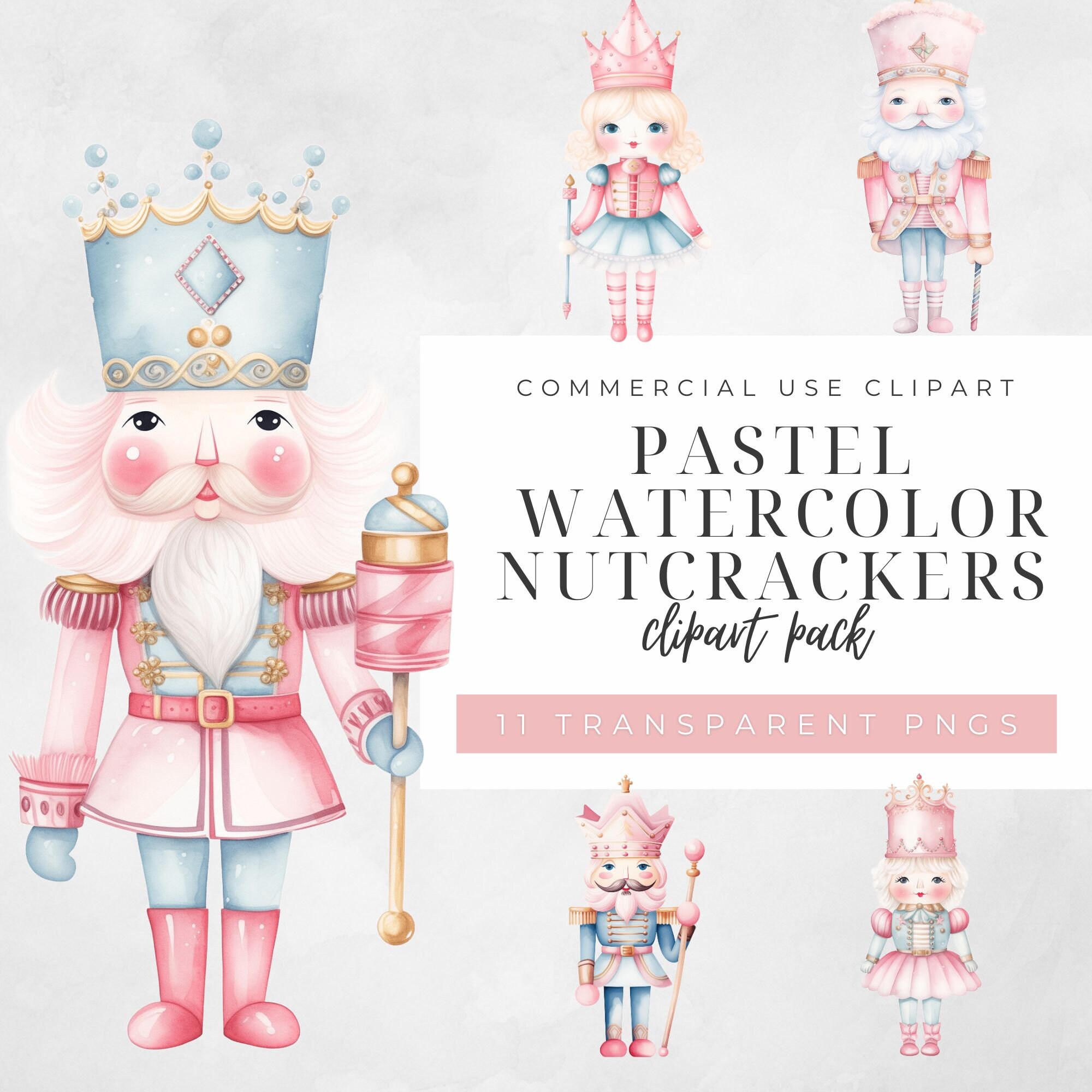 Pastel Pink Nutcracker Clipart, Pastel Christmas Watercolor Nutcracker ...