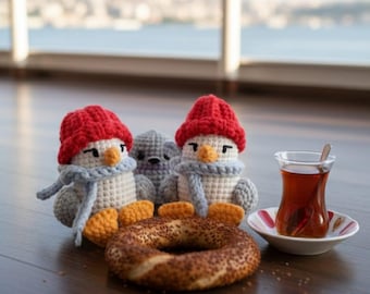 Amigurumi Bird Keychain – Crochet Seagull & Pigeon Keyring – Handmade Animal Bag Charm