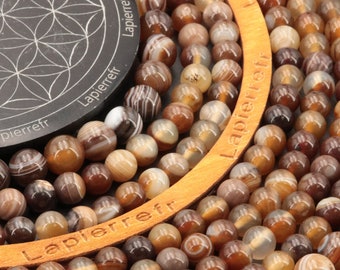 90 perles Agate marron naturelle de 4mm | 60 de 6mm | 46 de 8mm | 35 de 10mm | Perle agate ronde et lisse percé pour la création de bijoux