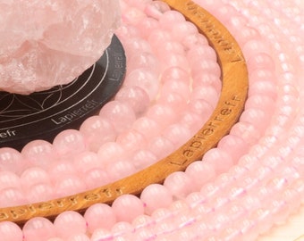 90 perles Quartz Rose brésil 4mm | 60 de 6mm | 46 de 8mm | 36 de 10mm | Perle pierre naturelle ronde semi-précieuse | Qualité AAA